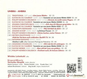 Lehmkuhl/Skuplik/Urgentmusic: Umbra - Ambra - Lieder [CD]