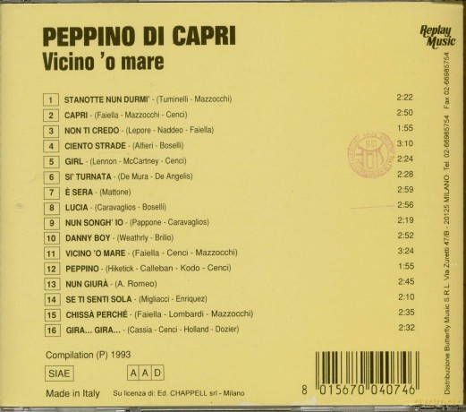 Peppino Di Capri: Vicino 'O Mare [CD]