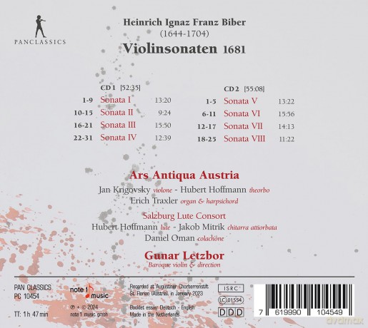 Gunar Letzbor: Violin Sonatas (1681) [2CD]
