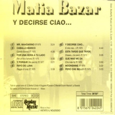 Matia Bazar: Y Decirse Ciao [CD]