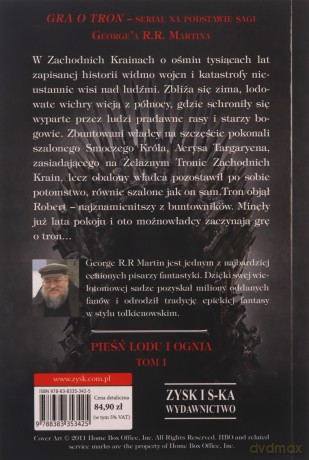 Gra o tron. Pieśń Lodu i Ognia (Tom 1) (okładka filmowa) - George R. R. Martin [KSIĄŻKA]