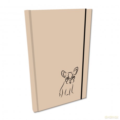 Notes A5 gładki z gumką Soft Touch lakier UV buldog beż