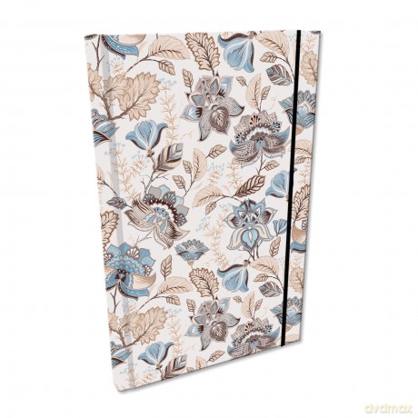 Notes A5 kratka z gumką Soft Touch Paisley kwiaty kawowe