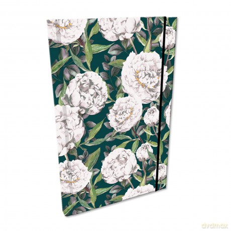 Notes A5 kratka z gumką Soft Touch Peonie w zieleni
