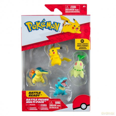POKEMON Figurki Bitewne Multipak Pikachu, Chikorita, Totodile, Cyndaquil [FIGURKA]