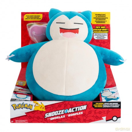 POKEMON Snoze Action Snorlax Zabawka Interaktywna, pluszak, 25 cm