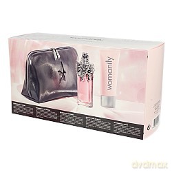 Thierry Mugler Womanity Zestaw - Woda Perfumowana 50ml Spray + Balsam Do Ciała 100ml + Kosmetyczka [2xKOSMETYKI]