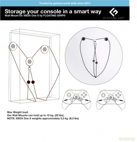 Floating Grips Xbox One X and Controller Wall Mounts - Bundle (Black)