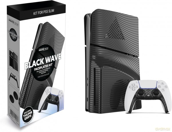 Maxx Tech PS5 Slim Faceplates + Controller Faceplates - Black Wave
