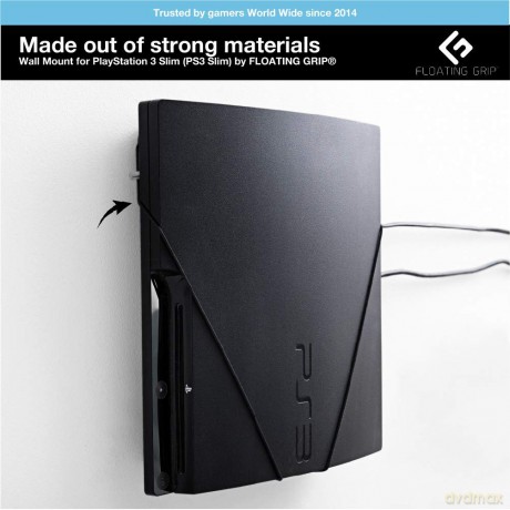 PS3 Slim wall mount by FLOATING GRIP Black