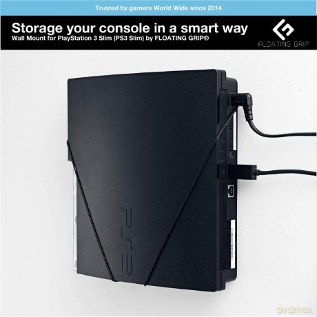 PS3 Slim wall mount by FLOATING GRIP Black