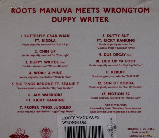 Roots Manuva vs Wrongtom: Duppy Writer [CD]