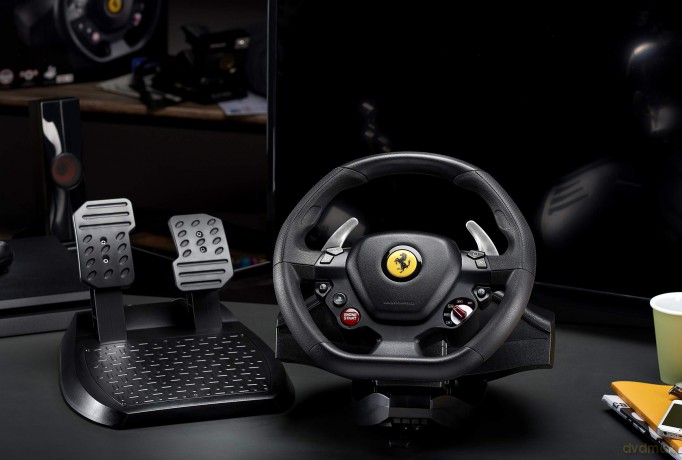 Thrustmaster - T80 Ferrari 488 GTB Edition Racing Wheel and Pedal Set