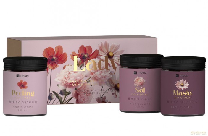 HISKIN Pink Blooms Zestaw do pielęgnacji ciała Lady (peeling,masło,sól)