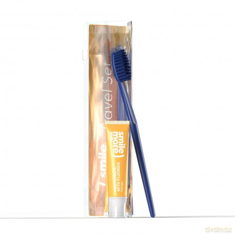 HISKIN Travel Set Zestaw podróżny Smile More (mini pasta+szczoteczka) - żółty