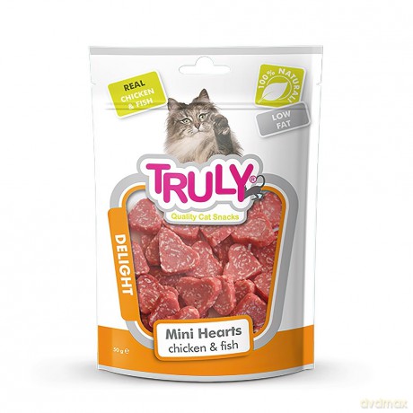 TRULY Cat Snacks Przekąski dla kota Delight mini serduszka - mintaj i kurczak 50 g