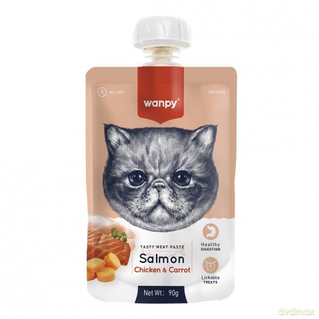 WANPY Cats Kremowa Pasta dla kotów - Salmon,Chicken&Carrot (łosoś z kurczakiem i marchewką) 90 g