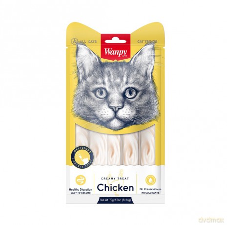 WANPY Cats Przekąska dla kotów - Chicken (krem z kurczaka) 70 g (14gx5)