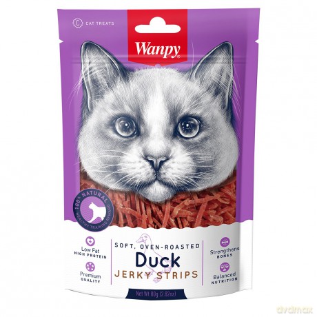WANPY Cats Przekąski dla kotów Duck - paseczki z kaczki 80 g