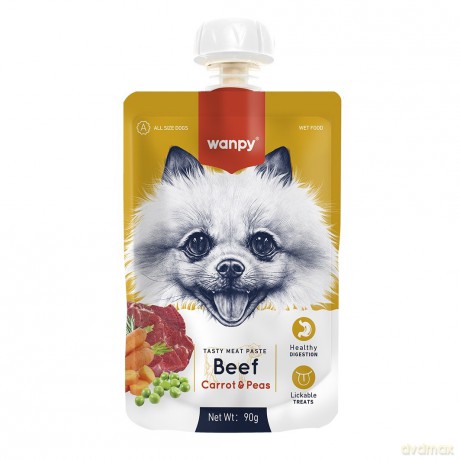 WANPY Dogs Kremowa Pasta dla psów - Beef,Carrot&Peas (wołowina z marchewką i groszkiem) 90 g