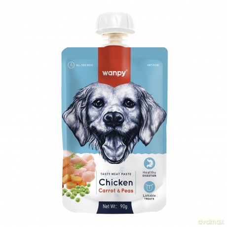 WANPY Dogs Kremowa Pasta dla psów - Chicken,Carrot&Peas (kurczak z marchewką i groszkiem) 90 g
