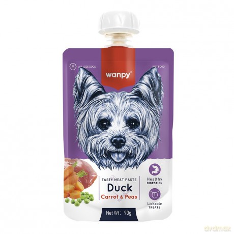 WANPY Dogs Kremowa Pasta dla psów - Duck,Carrot&Peas (kaczka z marchewką i groszkiem) 90 g