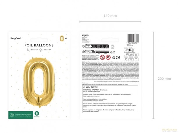 Balon foliowy 0 jasny złoty 72 cm