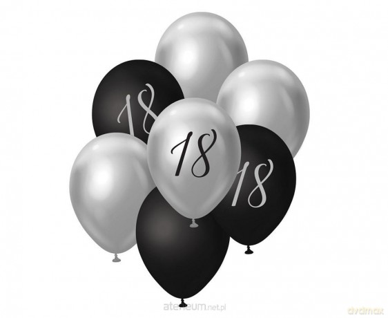 Balony B&C bukiet srebrno-czarny 45 cm 7szt