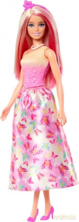 Barbie Księżniczka Lalka różowy strój HRR08