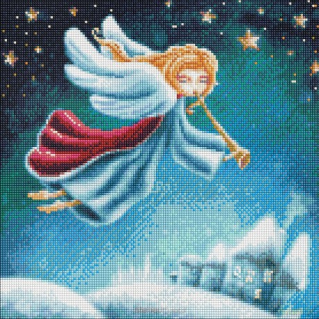 Diamentowa mozaika - Świąteczny Anioł 40x40 cm