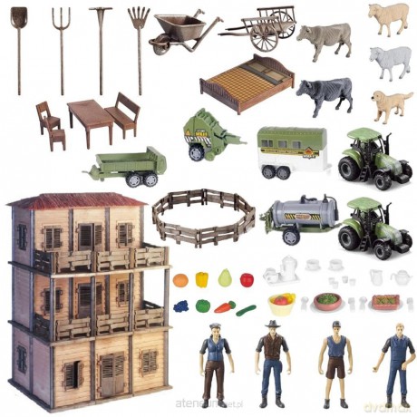 Duży zestaw farma domek z rolnikami DIY [FIGURKA]