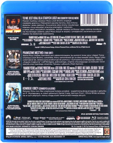 To nie jest kraj dla starych ludzi / Prawdziwe męstwo / Kowboje i Obcy [BOX] [3Blu-ray]