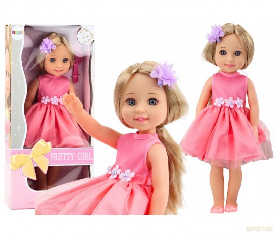 Lalka w różowej sukience 38 cm