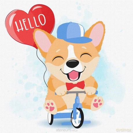 Malowanie po numerach - Wesoły corgi 30x30 cm