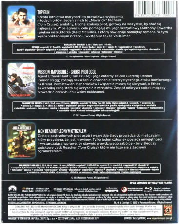 Top Gun / Mission Impossible 4 - Ghost Protocol / Jack Reacher [BOX] [3Blu-Ray]