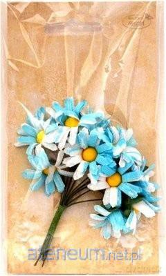 Margerytki materiałowe niebiesko-białe 2 cm 12szt