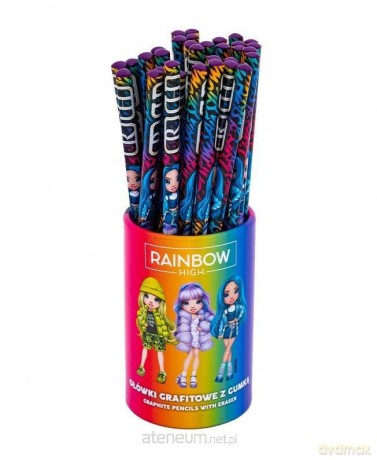 Ołówki trójkątne HB z gumką Rainbow High (36szt)