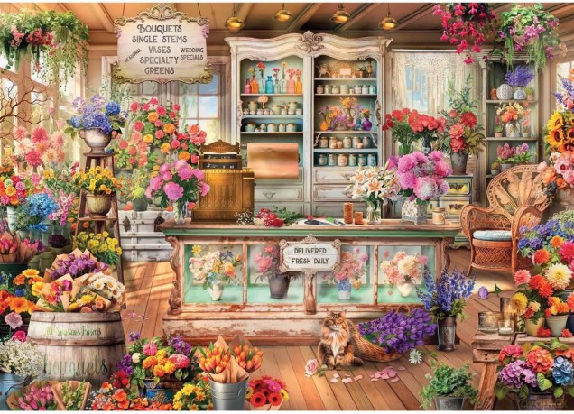 REVENSBURGER 1000 el. Kot w kwiaciarni [PUZZLE]