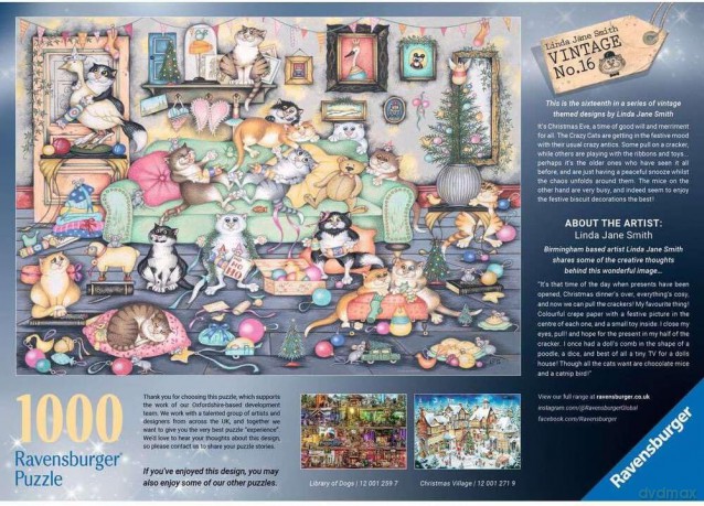 REVENSBURGER 1000 el. Łobuziarskie koty w święta [PUZZLE]