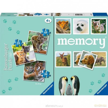 REVENSBURGER 2D 3w1 + memory Dzieci Zwierząt [PUZZLE]