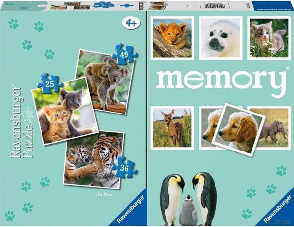 REVENSBURGER 2D 3w1 + memory Dzieci Zwierząt [PUZZLE]