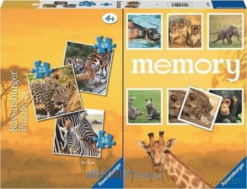REVENSBURGER 2D 3w1 + memory Dzikie zwierzęta [PUZZLE]