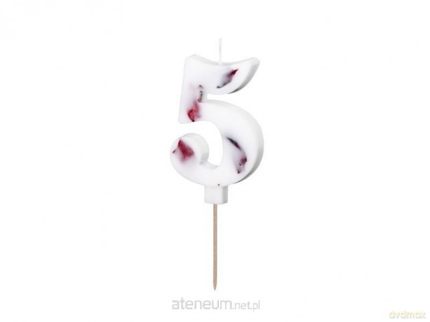 Świeczka 5 biała z płatkami 8 cm