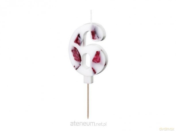 Świeczka 6 biała z płatkami 8 cm