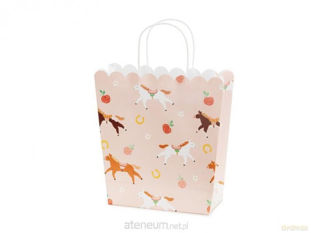Torebka na prezenty konie 23x22x8,5 cm MIX