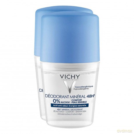2 x Deodorant Mineral, 48 h, aktiv, geruchshemmend, natürlicher Ursprung, Roll-on, 50 ml