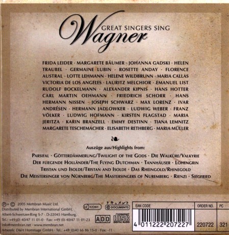Various Artists: Great Singers Sing Wagner [BOX] [10CD]