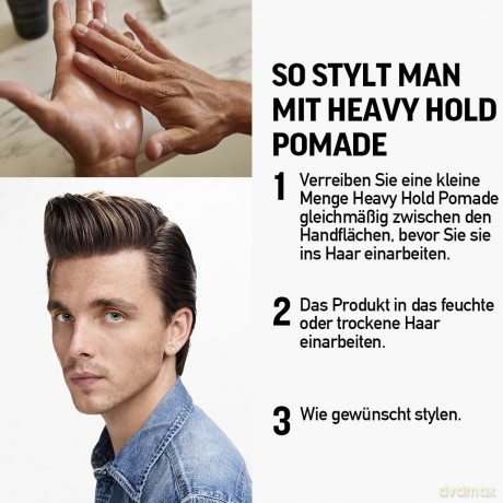 AMERICAN CREW - Heavy Hold Pomade, 85 g, Stylingpomade für Männer, Haarprodukt mit extrem starkem Halt, Stylingprodukt für Frisuren mit viel Glanz, wasserbasiert