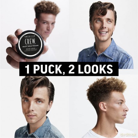 AMERICAN CREW - Heavy Hold Pomade, 85 g, Stylingpomade für Männer, Haarprodukt mit extrem starkem Halt, Stylingprodukt für Frisuren mit viel Glanz, wasserbasiert