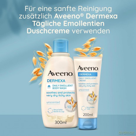 Aveeno Dermexa Tägliche Emollentien Creme (200 ml), Körperlotion für sehr trockene Haut, die zu Ekzemen neigt, natürliche Hautpflege mit Hafer und Ceramiden, vegan*
